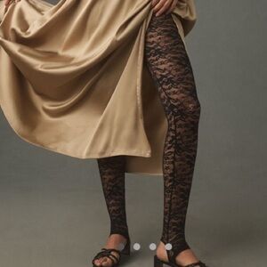 Anthropologie Lace Stirrup Tights
